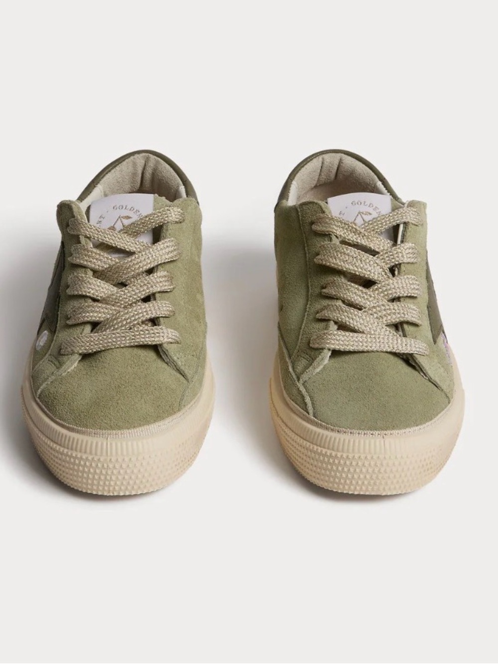 Bonpoint Golden Goose Kids Olive Suede Star Sneakers - Olive - Picture 3 of 6